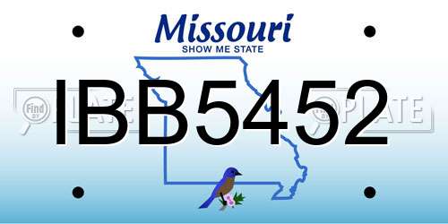 IBB5452 Missouri License Plate