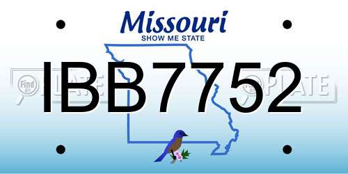 IBB7752 Missouri License Plate
