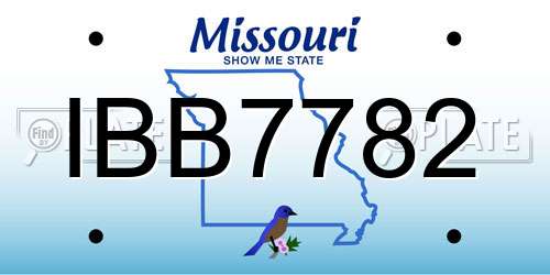 IBB7782 Missouri License Plate