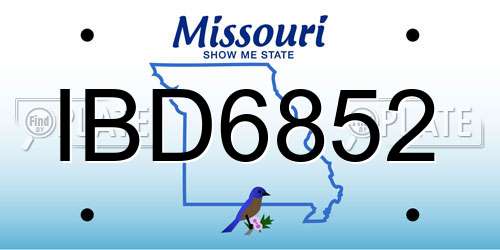 IBD6852 Missouri License Plate