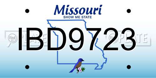 IBD9723 Missouri License Plate