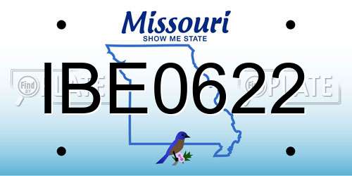 IBE0622 Missouri License Plate