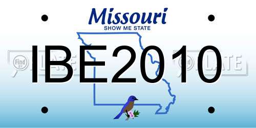 IBE2010 Missouri License Plate