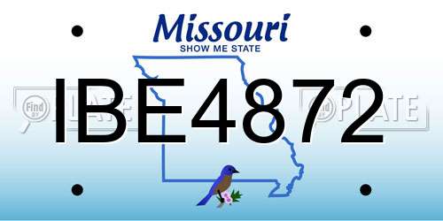 IBE4872 Missouri License Plate