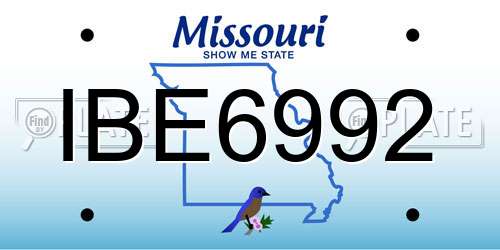 IBE6992 Missouri License Plate