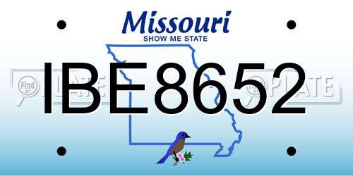 IBE8652 Missouri License Plate