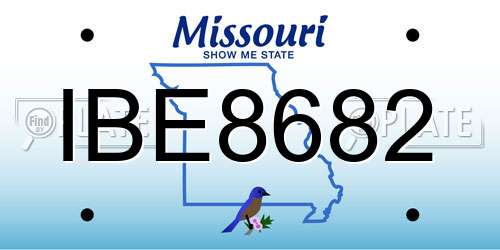 IBE8682 Missouri License Plate