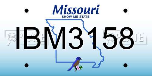IBM3158 Missouri License Plate