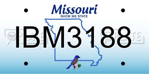 IBM3188 Missouri License Plate
