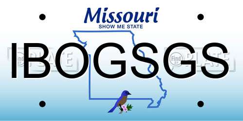 IBOGSGS Missouri License Plate