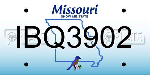 IBQ3902 Missouri License Plate