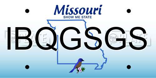 IBQGSGS Missouri License Plate
