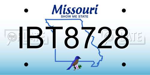 IBT8728 Missouri License Plate