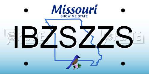 IBZSZZS Missouri License Plate