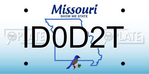 ID0D2T Missouri License Plate