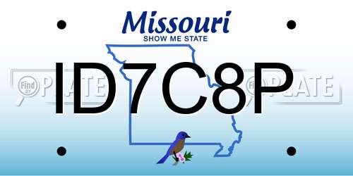 ID7C8P Missouri License Plate