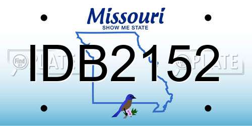 IDB2152 Missouri License Plate