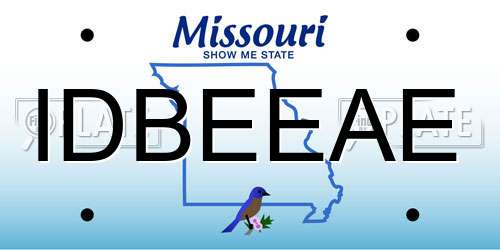IDBEEAE Missouri License Plate
