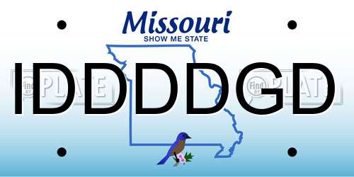 IDDDDGD Missouri License Plate