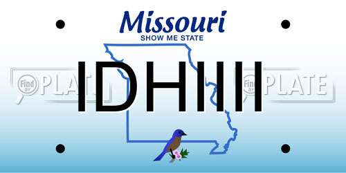IDHIIII Missouri License Plate