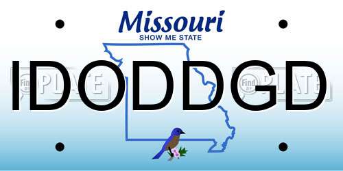 IDODDGD Missouri License Plate
