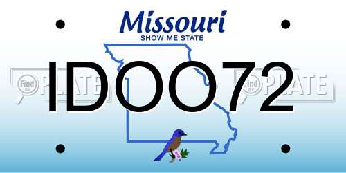 IDOO72 Missouri License Plate