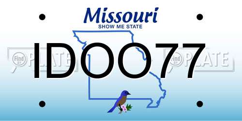IDOO77 Missouri License Plate