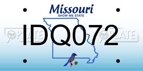 IDQ072 Missouri License Plate