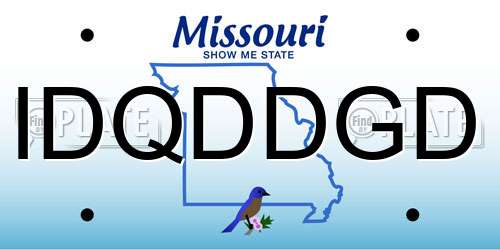 IDQDDGD Missouri License Plate
