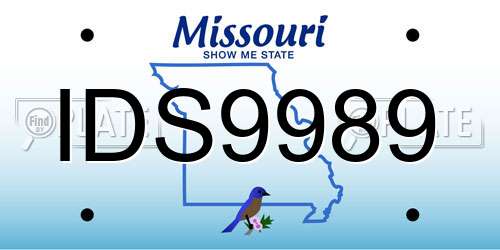 IDS9989 Missouri License Plate