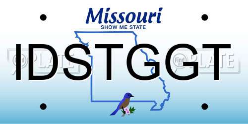 IDSTGGT Missouri License Plate