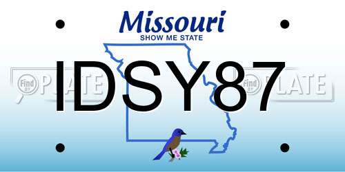 IDSY87 Missouri License Plate