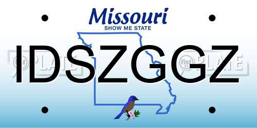 IDSZGGZ Missouri License Plate