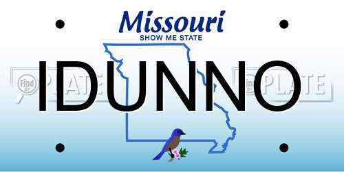IDUNNO Missouri License Plate