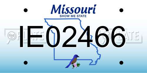 IE02466 Missouri License Plate