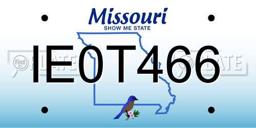 IE0T466 Missouri License Plate