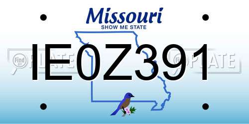 IE0Z391 Missouri License Plate