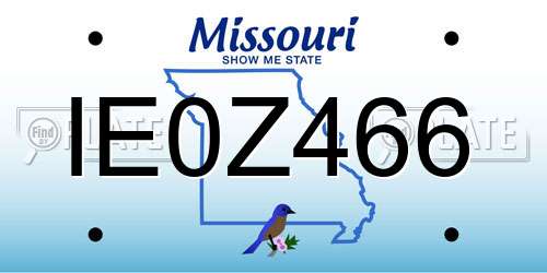 IE0Z466 Missouri License Plate