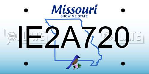 IE2A720 Missouri License Plate