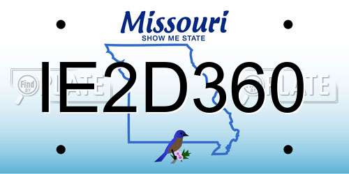 IE2D360 Missouri License Plate