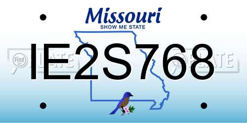 IE2S768 Missouri License Plate