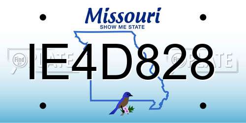 IE4D828 Missouri License Plate
