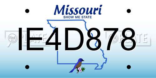 IE4D878 Missouri License Plate