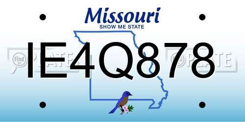 IE4Q878 Missouri License Plate