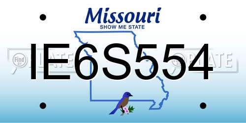 IE6S554 Missouri License Plate
