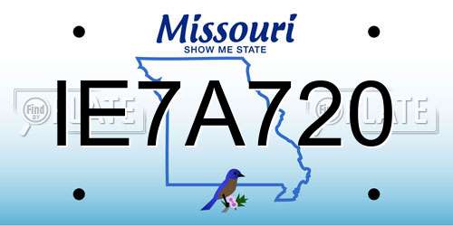 IE7A720 Missouri License Plate