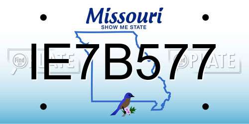IE7B577 Missouri License Plate