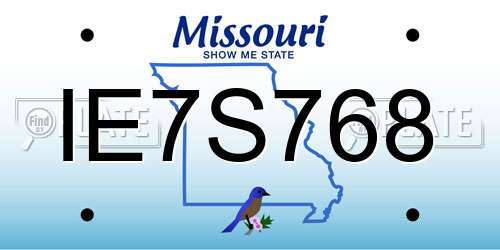IE7S768 Missouri License Plate