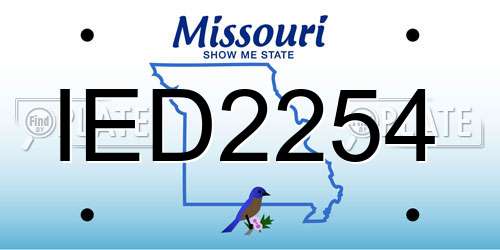 IED2254 Missouri License Plate