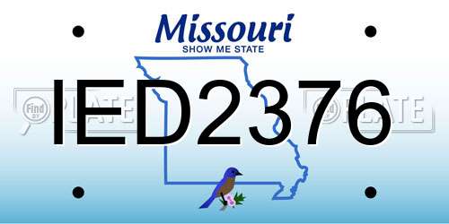 IED2376 Missouri License Plate